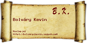 Bolváry Kevin névjegykártya